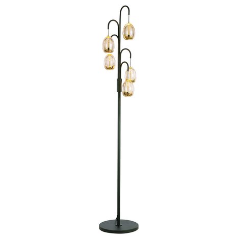 Highlight Vloerlamp Golden Egg 5 lichts H 166 cm amber-zwart Highlight Vloerlamp Golden Egg 5 lichts H 166 cm amber-zwart