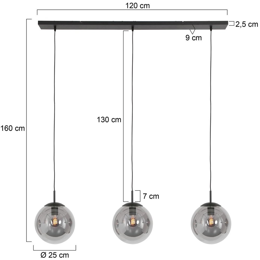 Steinhauer Hanglamp bollique L 120 cm 3 lichts 3122 zwart Steinhauer Hanglamp bollique L 120 cm 3 lichts 3122 zwart