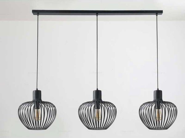 Freelight Hanglamp Arraffone 3 lichts L 140 cm Ø 30 cm zwart