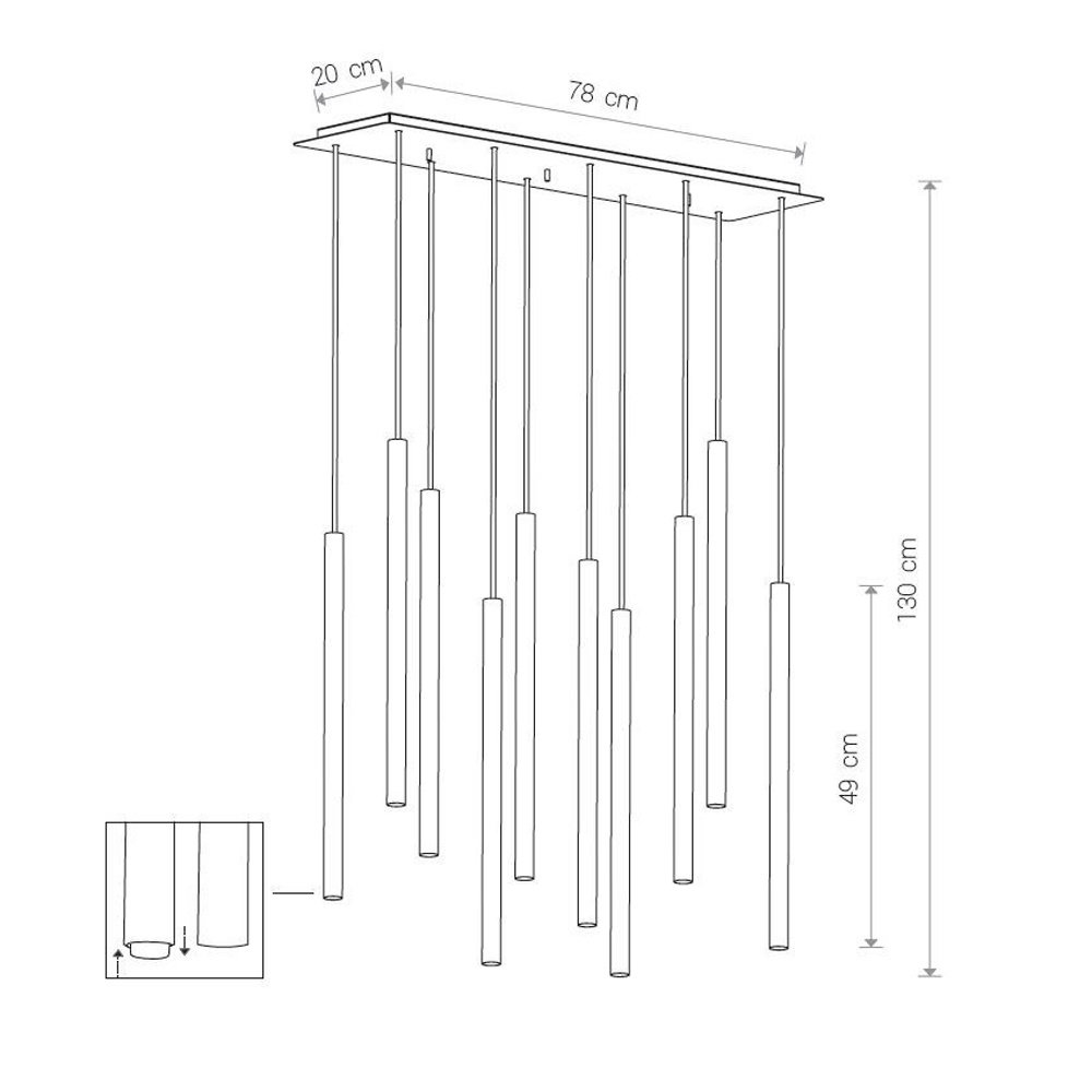 Nowodvorski Hanglamp Laser Black 10 lichts L 78 cm B 20 cm zwart Nowodvorski Hanglamp Laser Black 10 lichts L 78 cm B 20 cm zwart