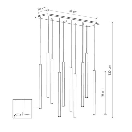Nowodvorski Hanglamp Laser Black 10 lichts L 78 cm B 20 cm zwart Nowodvorski Hanglamp Laser Black 10 lichts L 78 cm B 20 cm zwart