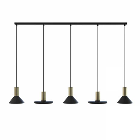 Nowodvorski Hanglamp Hermanos 5 lichts L 132 cm zwart - goud Nowodvorski Hanglamp Hermanos 5 lichts L 132 cm zwart - goud