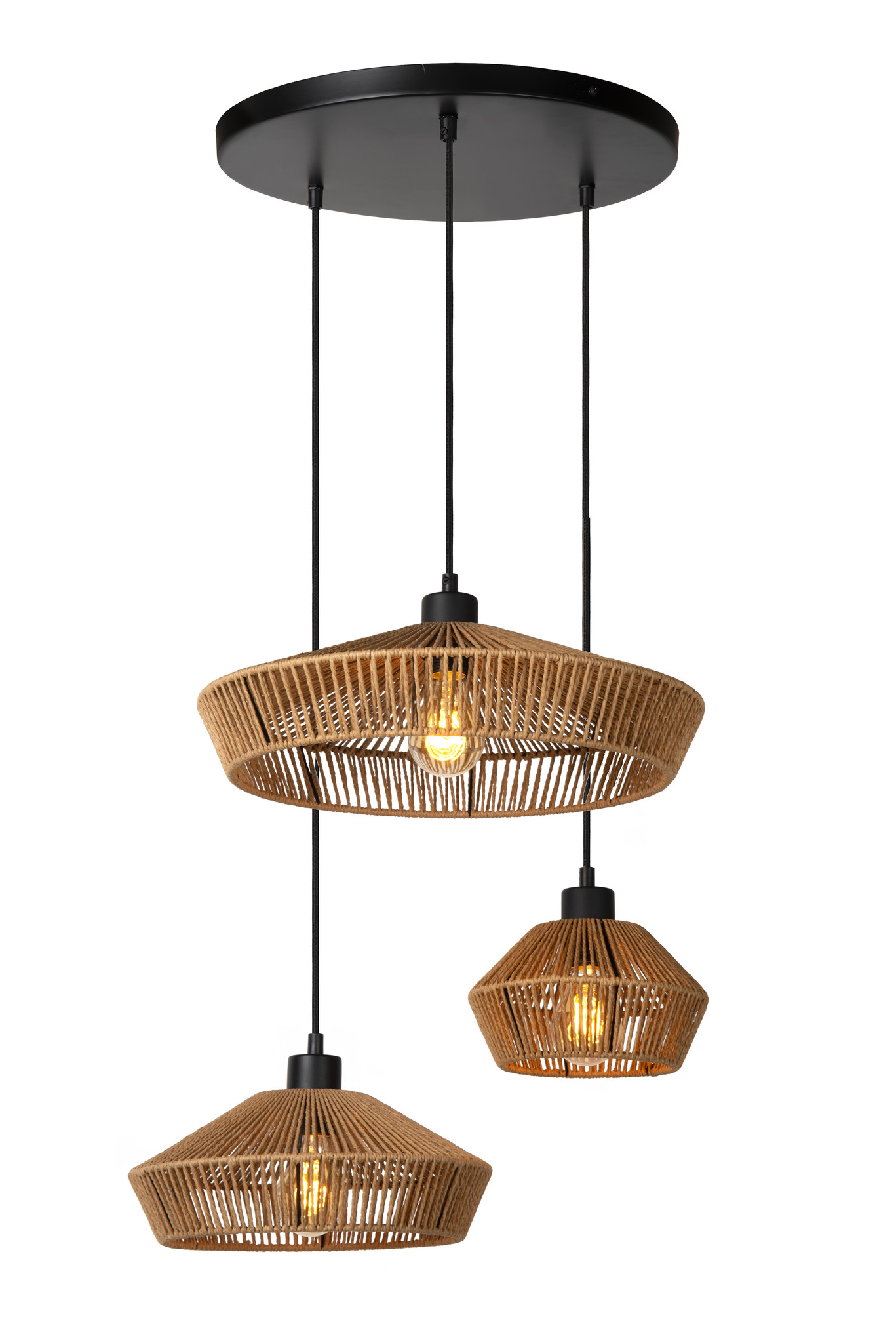 Lucide YUNKAI Hanglamp - Ø 60 cm - 3xE27 - Licht hout