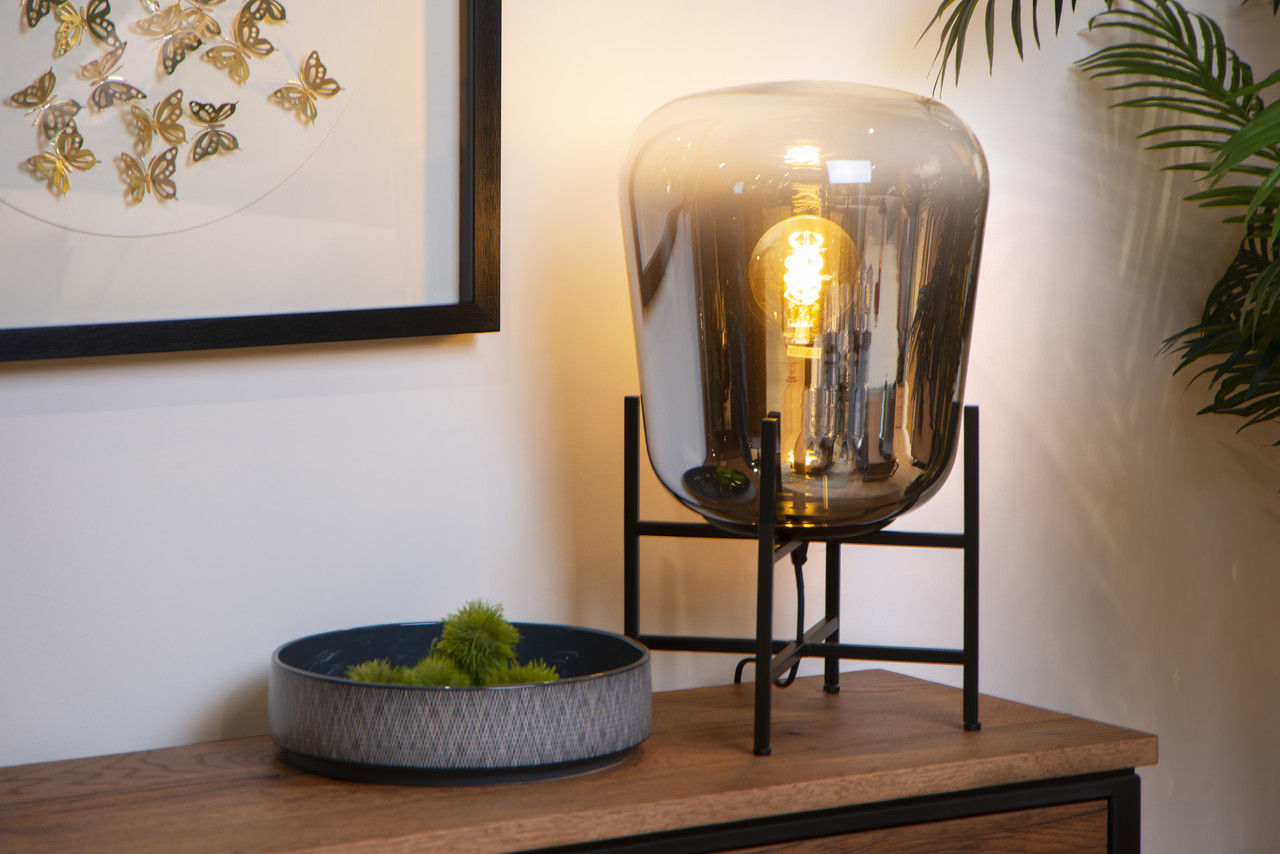 Lucide GLORIO - Tafellamp - Ø 32 cm - 1xE27 - Zwart