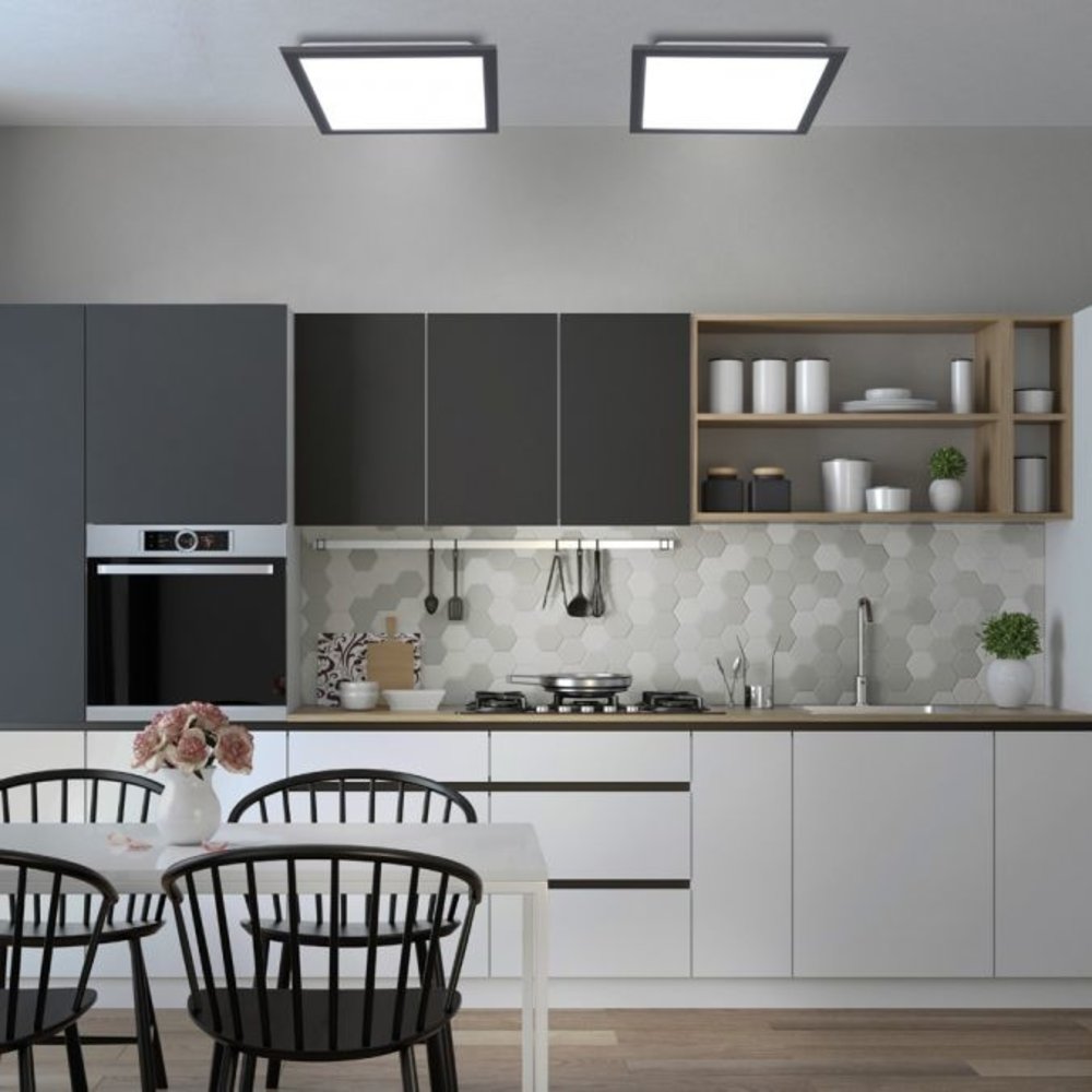 Paul Neuhaus Plafondlamp Flat 46 x 46 cm zwart Paul Neuhaus Plafondlamp Flat 46 x 46 cm zwart