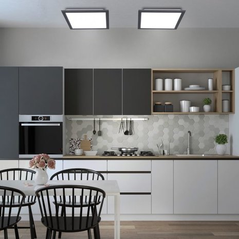 Paul Neuhaus Plafondlamp Flat 46 x 46 cm zwart Paul Neuhaus Plafondlamp Flat 46 x 46 cm zwart