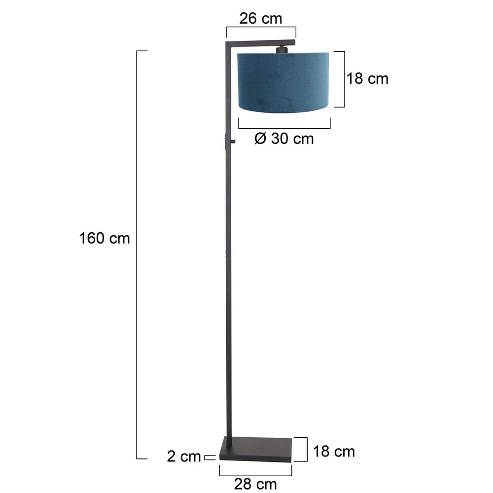 Steinhauer Vloerlamp Stang H 160 cm blauwe kap - zwart