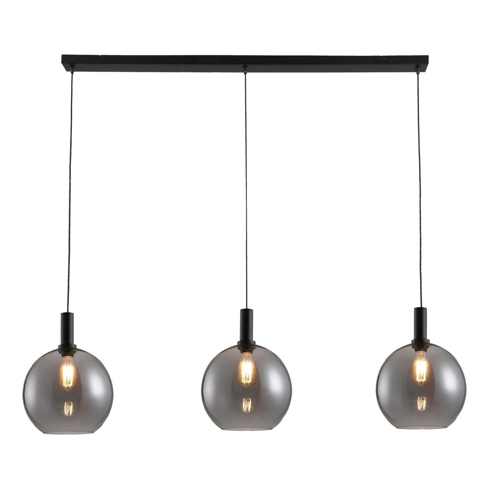 Freelight Hanglamp Chandra 3 lichts rook glas L 120 cm zwart Freelight Hanglamp Chandra 3 lichts rook glas L 120 cm zwart