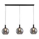 Freelight Hanglamp Chandra 3 lichts rook glas L 120 cm  zwart Freelight Hanglamp Chandra 3 lichts rook glas L 120 cm  zwart