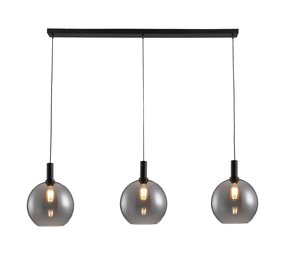Freelight Hanglamp Chandra 3 lichts rook glas L 120 cm  zwart Freelight Hanglamp Chandra 3 lichts rook glas L 120 cm  zwart