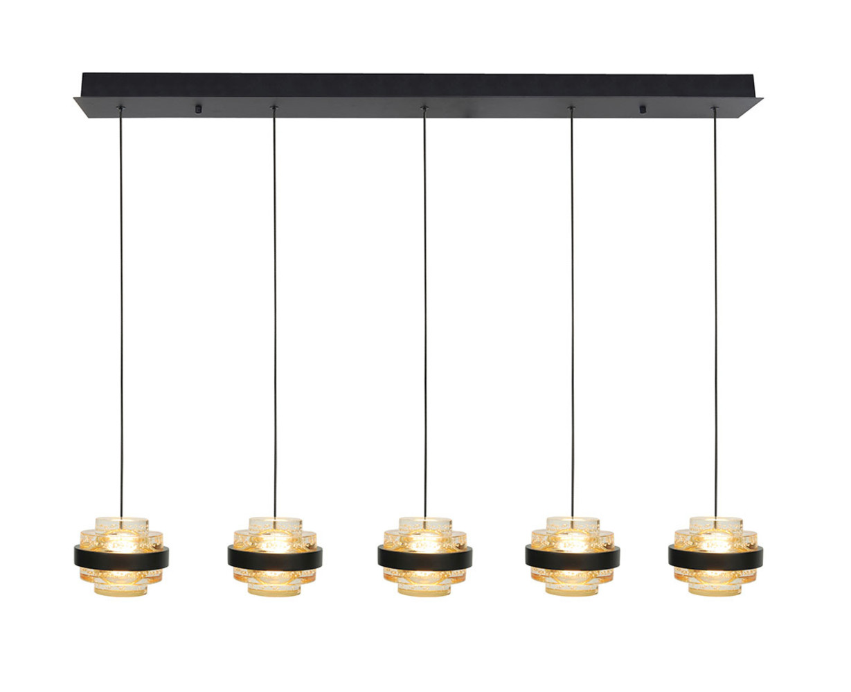 Highlight Hanglamp Dynasty 5 lichts L 105 cm champagne-zwart Highlight Hanglamp Dynasty 5 lichts L 105 cm champagne-zwart