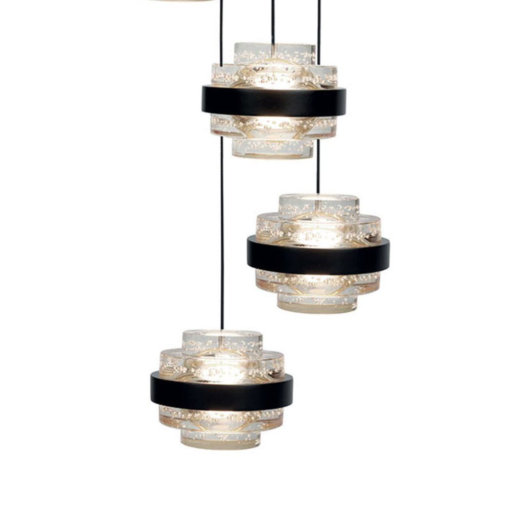 Highlight Hanglamp Dynasty 3 lichts Ø 26 cm clear-zwart Highlight Hanglamp Dynasty 3 lichts Ø 26 cm clear-zwart