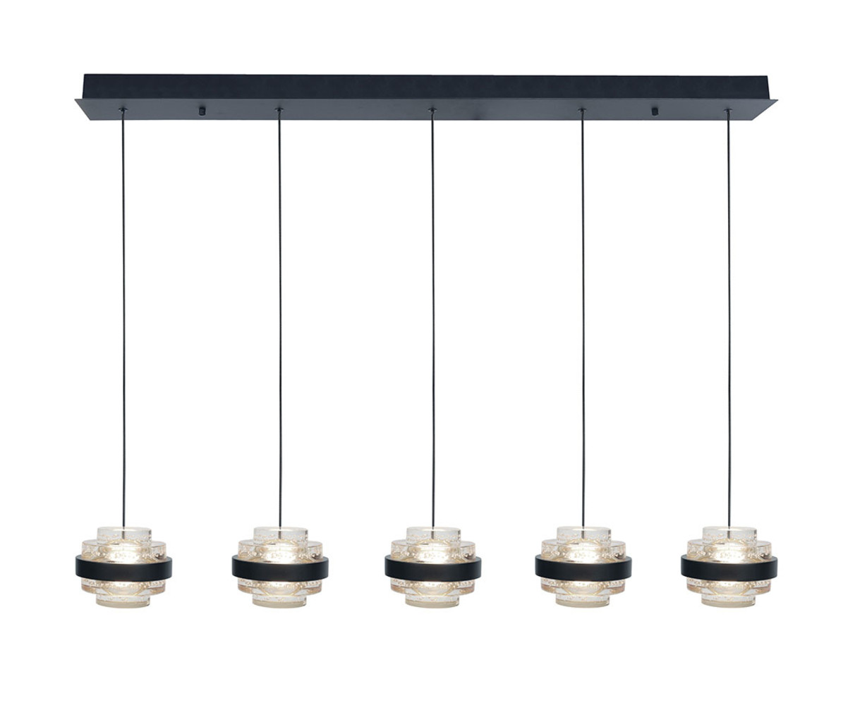 Highlight Hanglamp Dynasty 5 lichts L 105 cm clear-zwart Highlight Hanglamp Dynasty 5 lichts L 105 cm clear-zwart