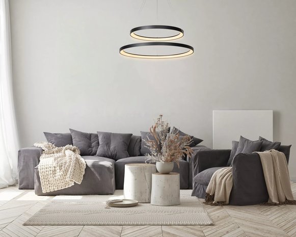 Lucide VIDAL - Hanglamp - Ø 78 cm - LED Dimb. - 1x92W 2700K - Zwart
