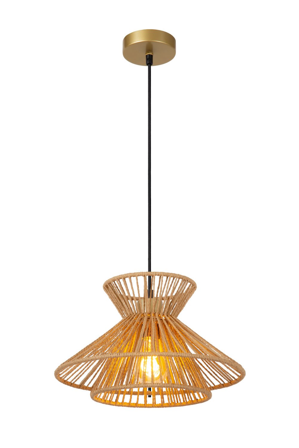 Lucide TASMAN - Hanglamp - 1xE27 - Licht hout