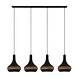 Freelight Hanglamp Canna 4 lichts L 130 cm Ø 25 cm zwart goud Freelight Hanglamp Canna 4 lichts L 130 cm Ø 25 cm zwart goud