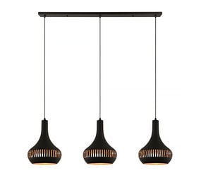 Freelight Hanglamp Canna 3 lichts L 120 cm Ø 25 cm zwart goud Freelight Hanglamp Canna 3 lichts L 120 cm Ø 25 cm zwart goud