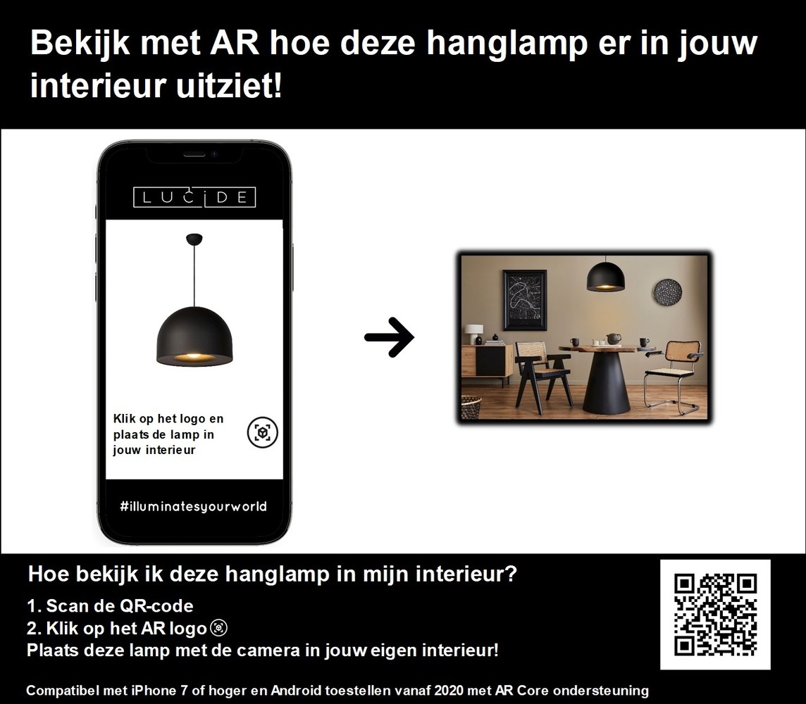 Lucide AKRON - Hanglamp - Ø 50 cm - 1xE27 - Zwart