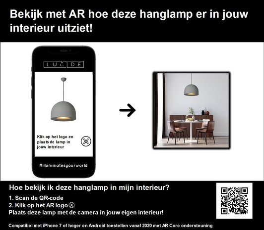 Lucide AKRON - Hanglamp - Ø 50 cm - 1xE27 - Grijs Lucide AKRON - Hanglamp - Ø 50 cm - 1xE27 - Grijs