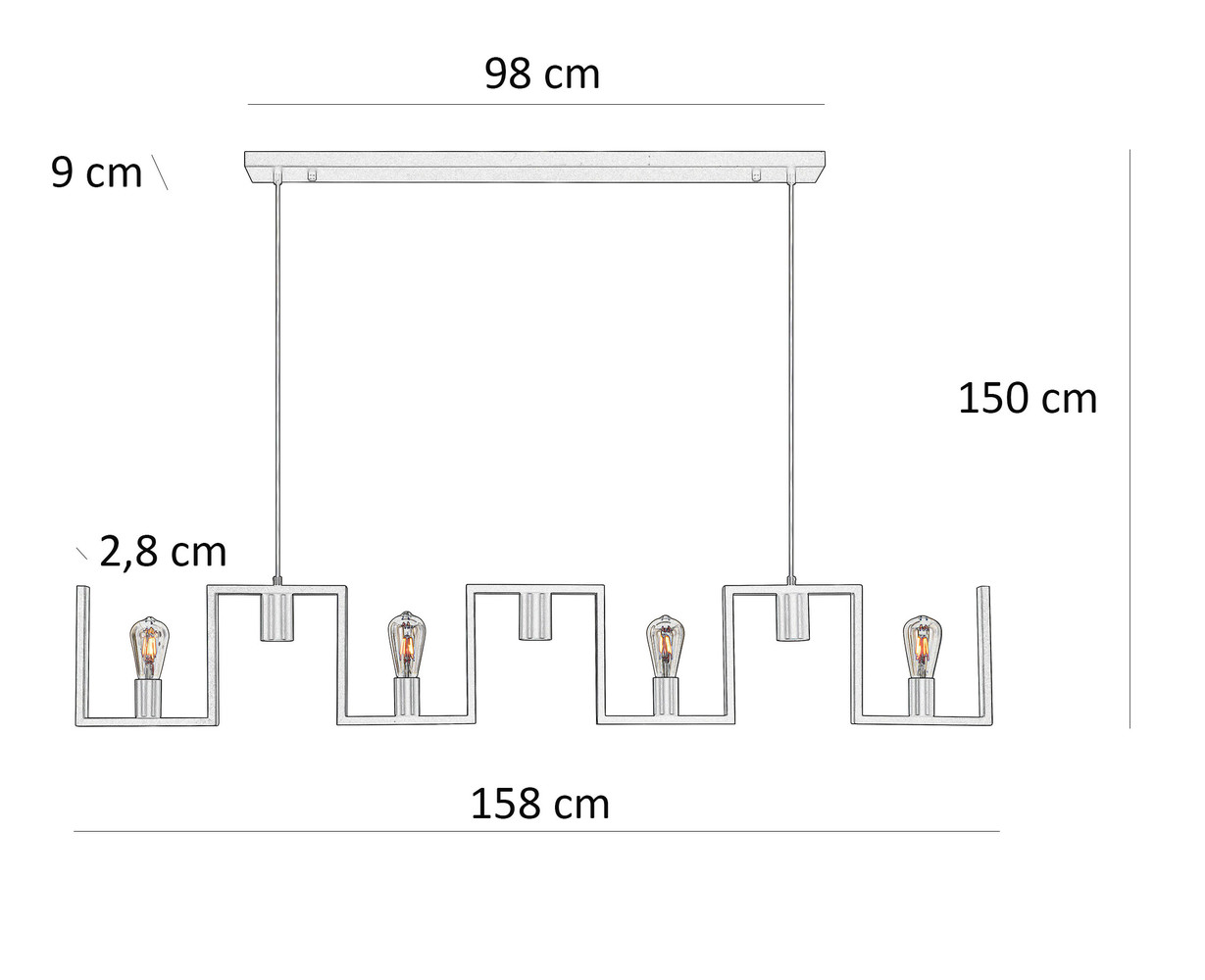 Ylumen Hanglamp Row 7 lichts L 158 cm zwart