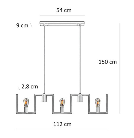 Ylumen Hanglamp Row 5 lichts L 112 cm zwart Ylumen Hanglamp Row 5 lichts L 112 cm zwart