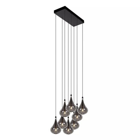 Lucide TEARS - Hanglamp - LED Dimb. - G4 - 8x1,5W 3000K - Zwart Lucide TEARS - Hanglamp - LED Dimb. - G4 - 8x1,5W 3000K - Zwart