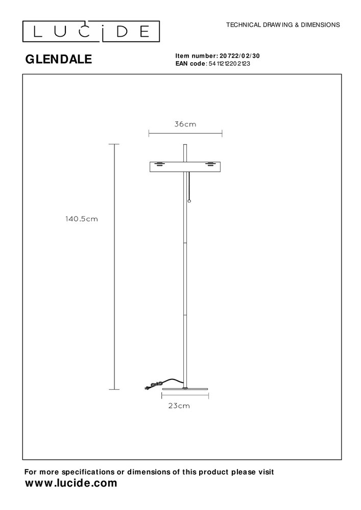 Lucide GLENDALE - Vloerlamp - 2xE27 - Zwart Lucide GLENDALE - Vloerlamp - 2xE27 - Zwart