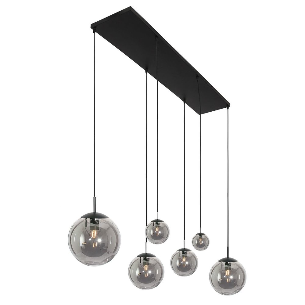 Steinhauer Hanglamp bollique L 120 cm B 25 cm 6 lichts 3499 zwart Steinhauer Hanglamp bollique L 120 cm B 25 cm 6 lichts 3499 zwart