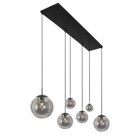 Steinhauer Hanglamp bollique L 120 cm B 25 cm 6 lichts 3499 zwart Steinhauer Hanglamp bollique L 120 cm B 25 cm 6 lichts 3499 zwart