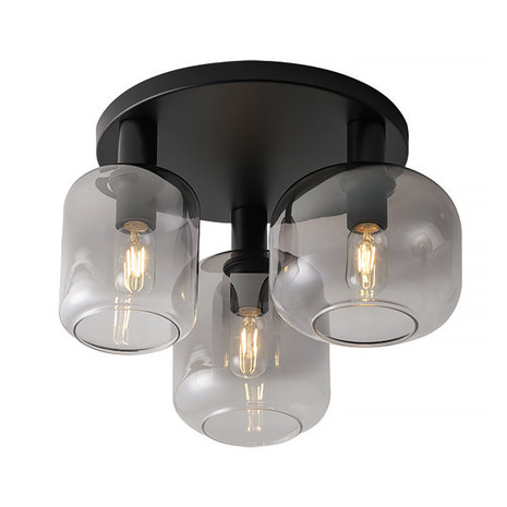 Freelight Plafondlamp Vario 3 lichts Ø 45 cm rook glas zwart Freelight Plafondlamp Vario 3 lichts Ø 45 cm rook glas zwart