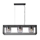 Freelight Hanglamp Dentro 3 lichts L 110 cm rook glas zwart Freelight Hanglamp Dentro 3 lichts L 110 cm rook glas zwart