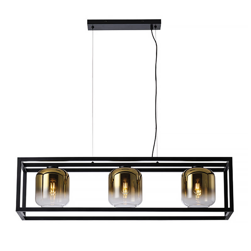 Freelight Hanglamp Dentro 3 lichts L 110 cm goud glas zwart