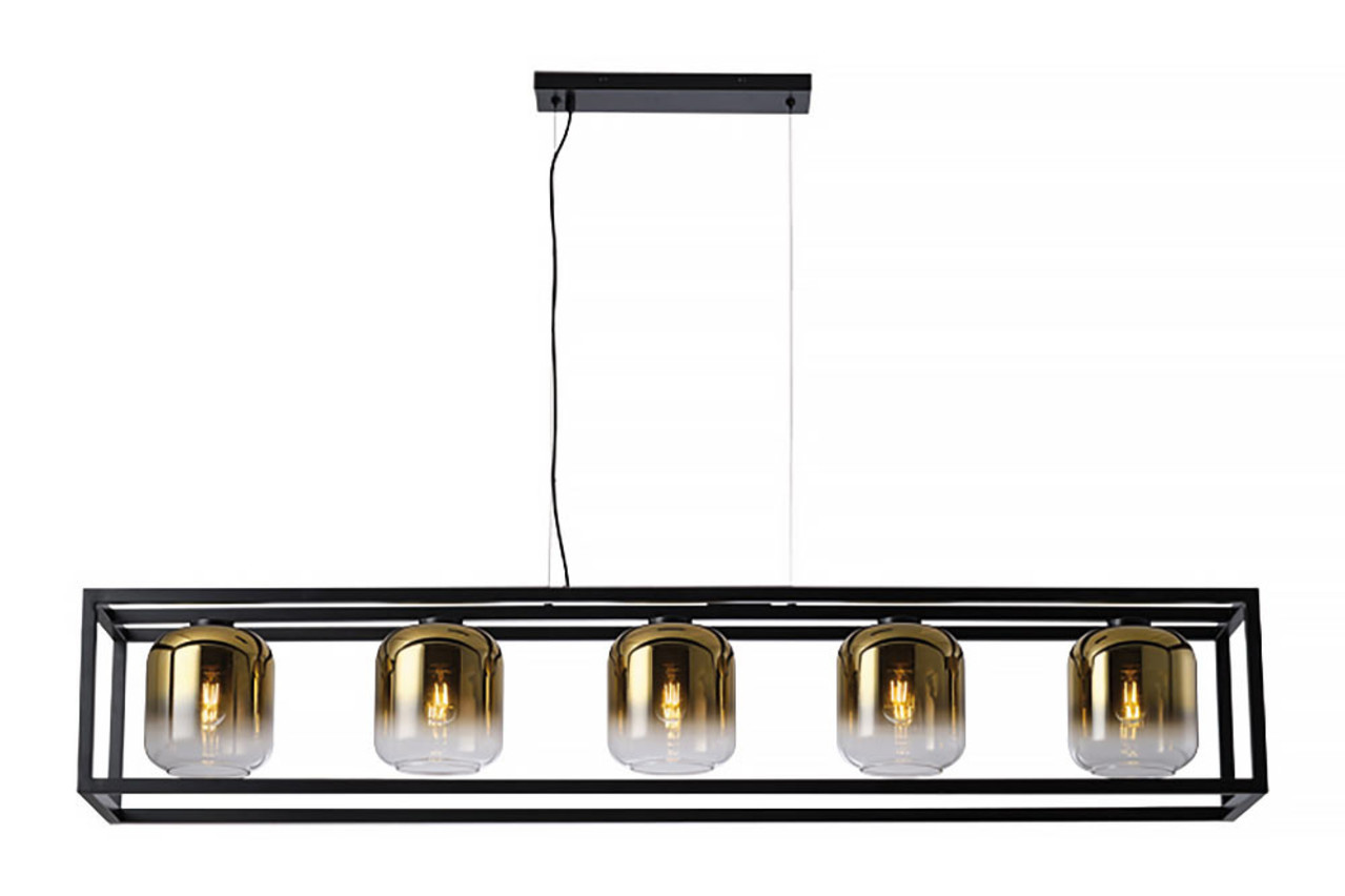 voor mij Reis Overvloedig Hanglamp Dentro 5 lichts L 160 cm goud glas zwart Freelight H4125GD -  Lamponline.nl