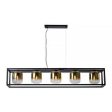 Freelight Hanglamp Dentro 5 lichts L 160 cm  goud glas zwart Freelight Hanglamp Dentro 5 lichts L 160 cm  goud glas zwart