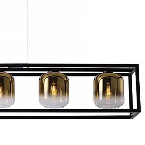 Freelight Hanglamp Dentro 5 lichts L 160 cm  goud glas zwart Freelight Hanglamp Dentro 5 lichts L 160 cm  goud glas zwart