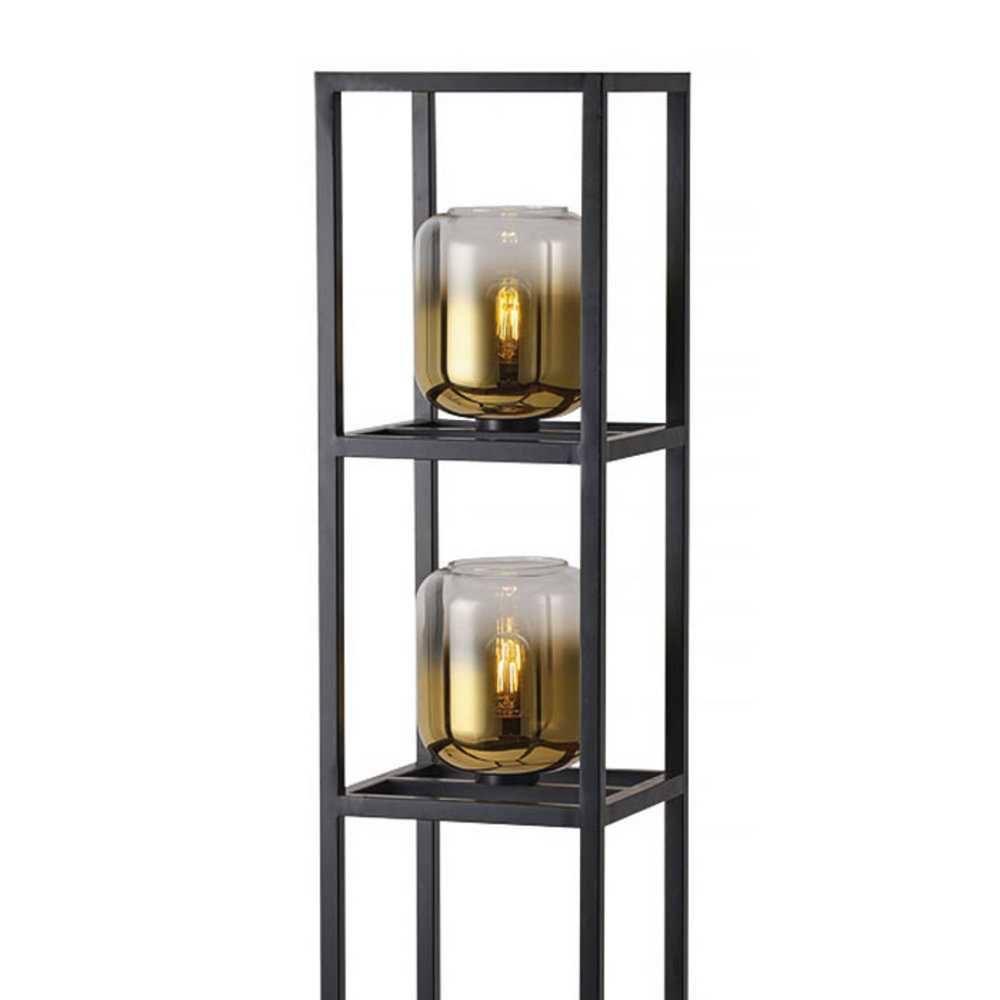 Freelight Vloerlamp Dentro H 157 cm goud glas zwart Freelight Vloerlamp Dentro H 157 cm goud glas zwart