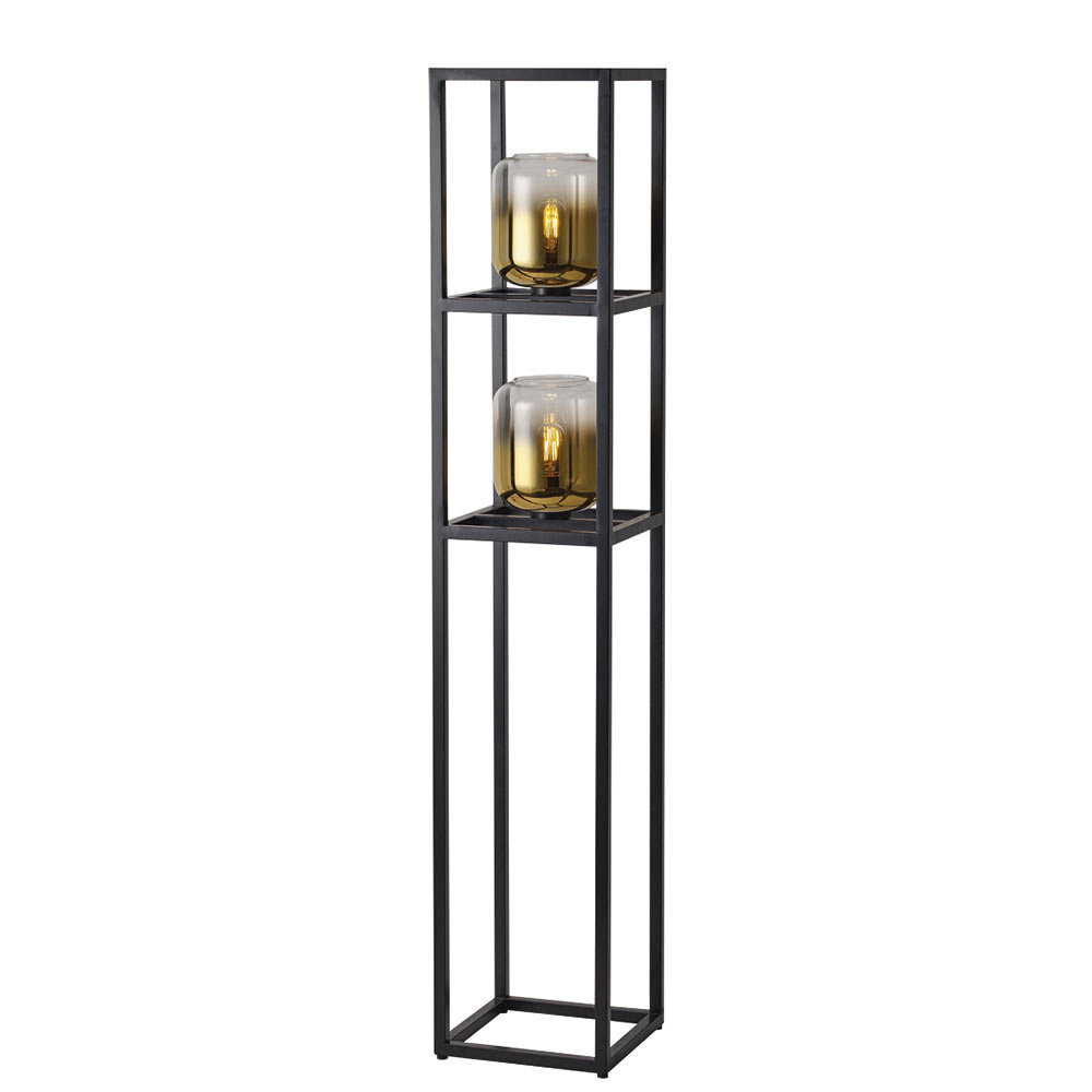Freelight Vloerlamp Dentro H 157 cm goud glas zwart Freelight Vloerlamp Dentro H 157 cm goud glas zwart