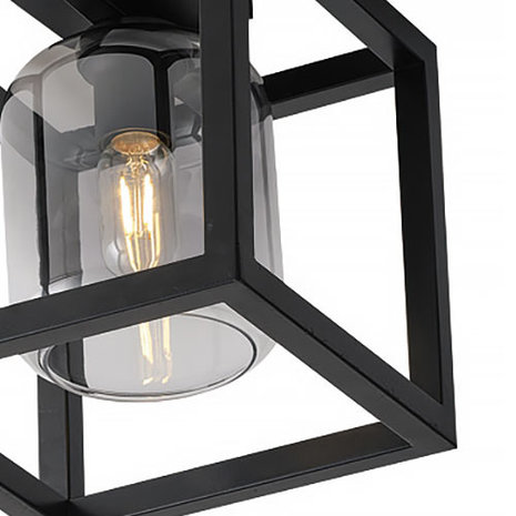 Freelight Plafondlamp Dentro B 26 cm rook glas zwart