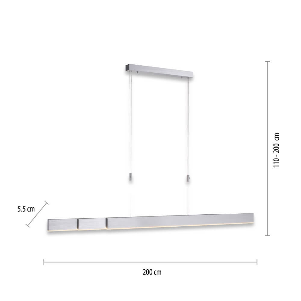 Neuhaus PURE Hanglamp e-Slide L 120-200 cm mat chroom