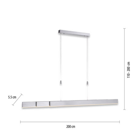 Neuhaus PURE Hanglamp e-Slide L 120-200 cm mat chroom