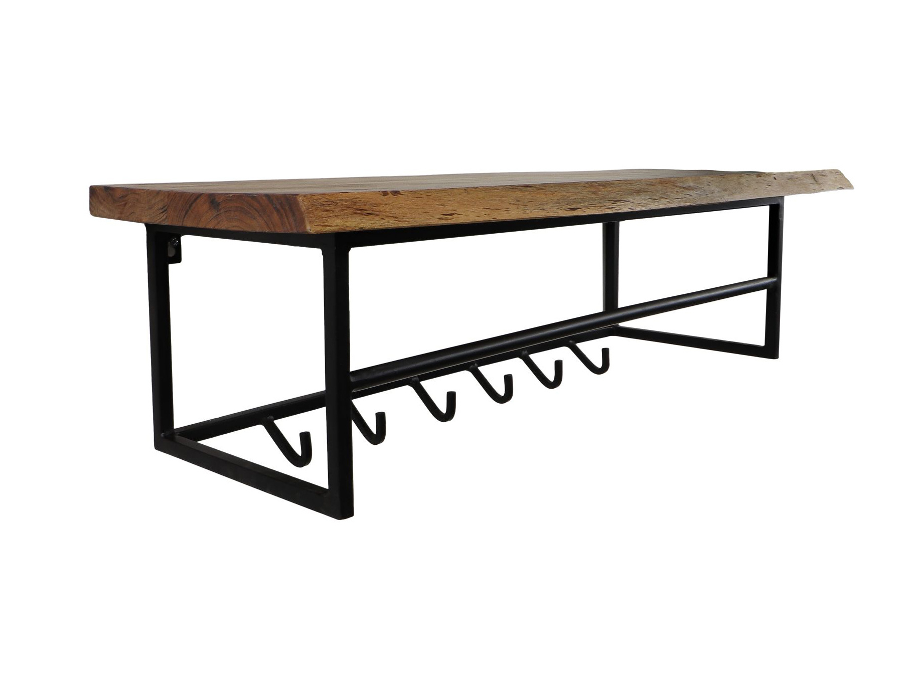 HSM Collection Kapstok Acacia hout metaal B 90 cm naturel zwart