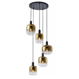Freelight Hanglamp Vario 5 lichts Ø 50 cm goud glas zwart Freelight Hanglamp Vario 5 lichts Ø 50 cm goud glas zwart