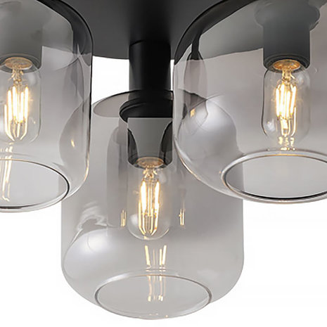 Freelight Plafondlamp Vario 3 lichts Ø 45 cm rook glas zwart Freelight Plafondlamp Vario 3 lichts Ø 45 cm rook glas zwart