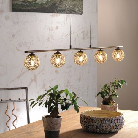 Paul Neuhaus Hanglamp Greta 5 lichts L 132 cm bruin Paul Neuhaus Hanglamp Greta 5 lichts L 132 cm bruin