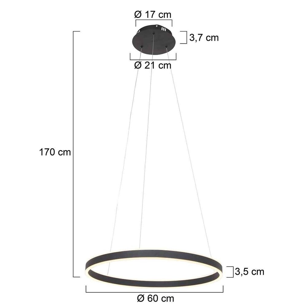 Steinhauer Hanglamp Ringlux  Ø 60 cm zwart Steinhauer Hanglamp Ringlux  Ø 60 cm zwart