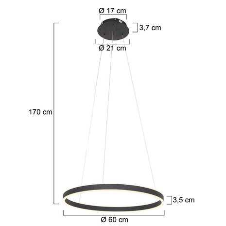Steinhauer Hanglamp Ringlux  Ø 60 cm zwart Steinhauer Hanglamp Ringlux  Ø 60 cm zwart