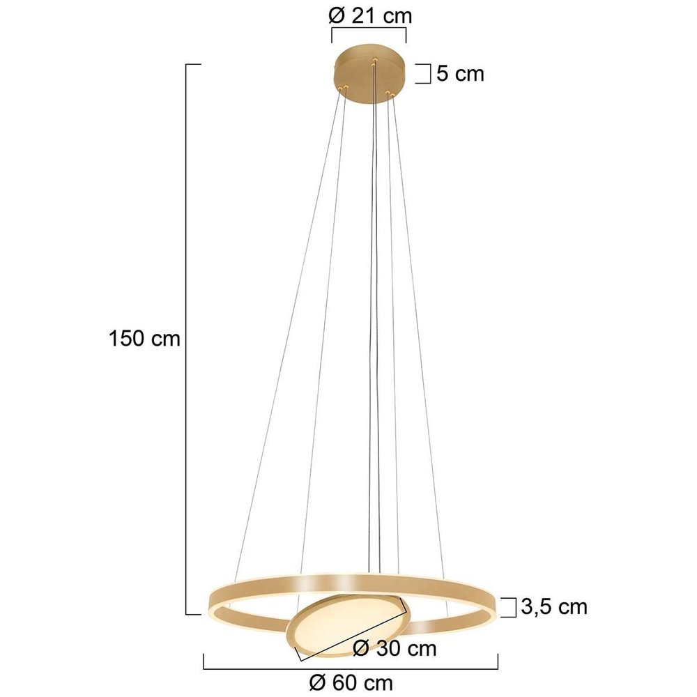 Steinhauer Hanglamp Ringlux  2 lichts Ø 60 cm mat goud