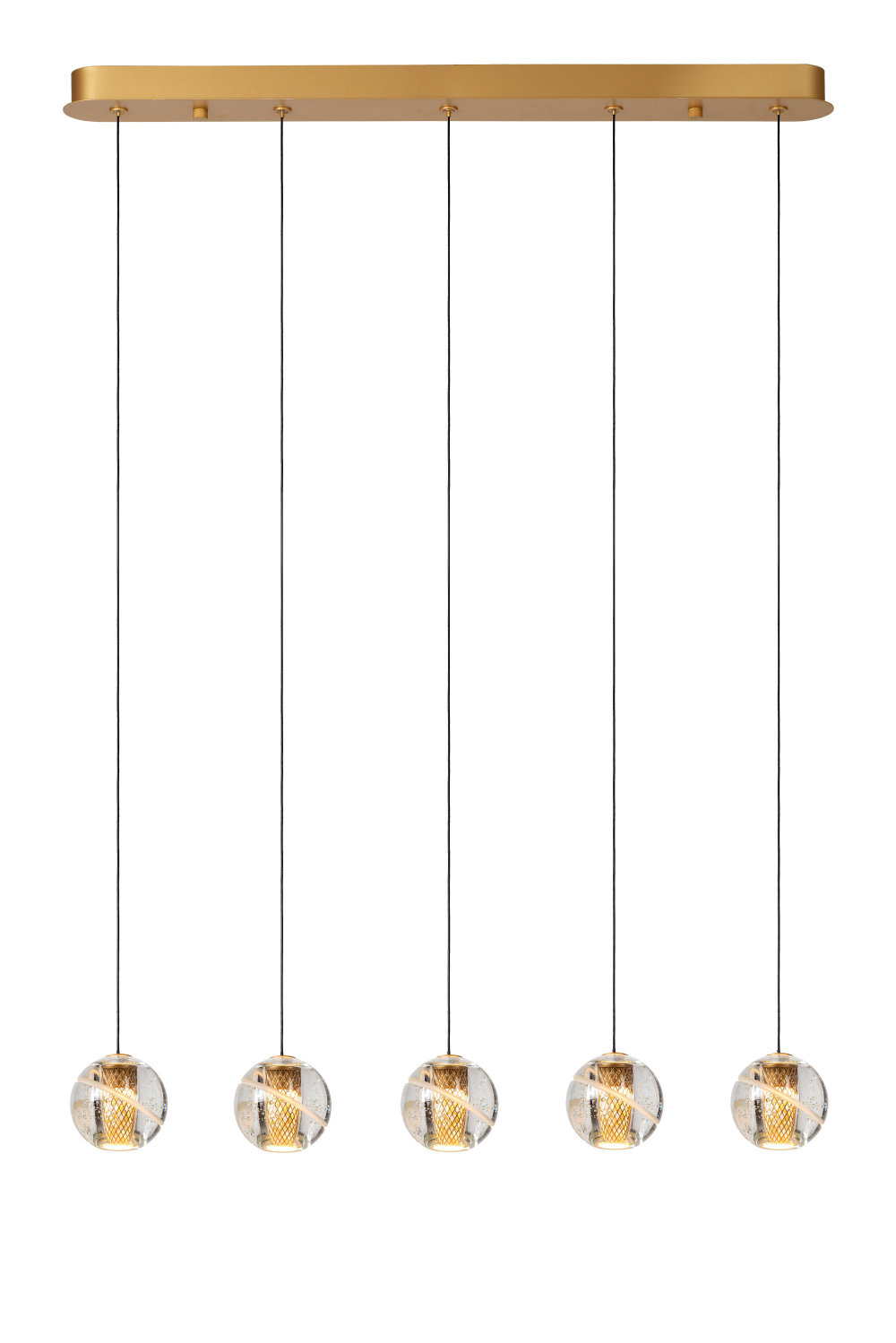 Lucide DILENKO - Hanglamp - LED - 5x3W 2700K - Mat Goud / Messing