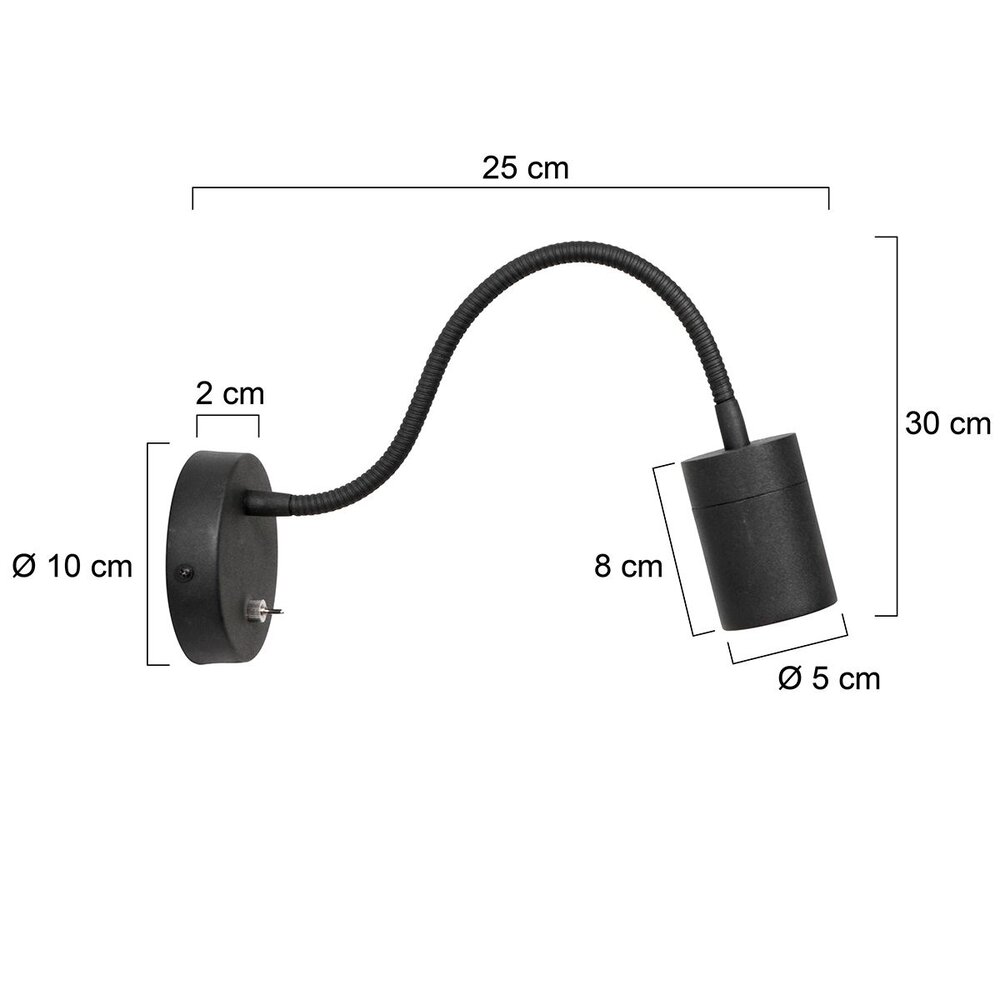 Mexlite Wandlamp Upround incl. GU10 LED zwart