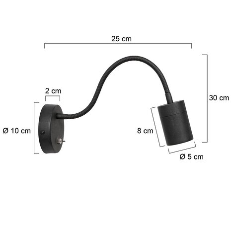 Steinhauer Wandlamp Upround incl. GU10 LED zwart Steinhauer Wandlamp Upround incl. GU10 LED zwart